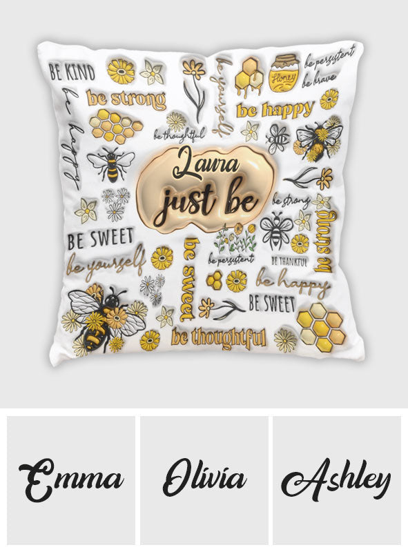 Just Bee Happy - Personalized Throw Pillow