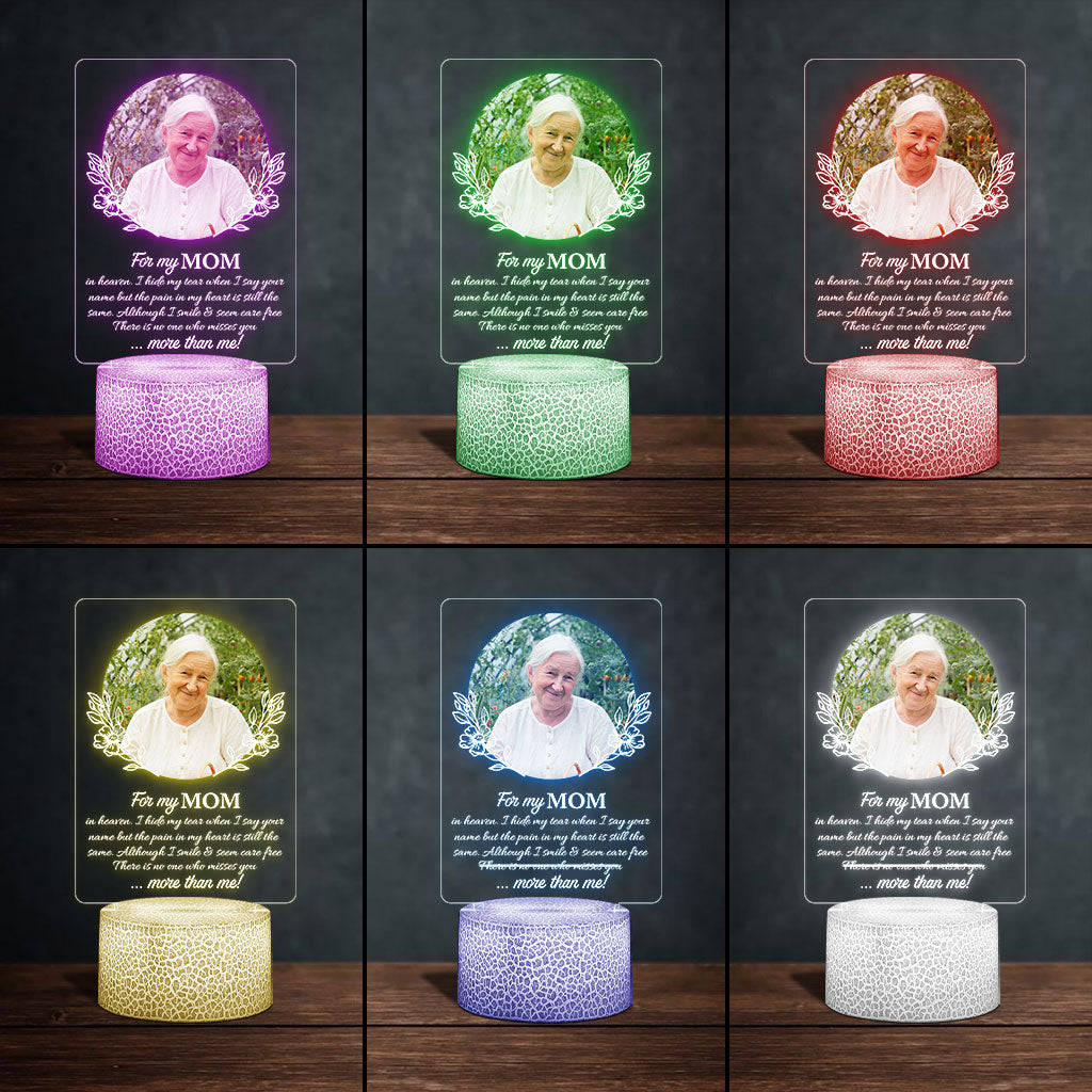 Für meinen Titel im Himmel verberge ich meine Tränen, wenn ich deinen Namen nenne – personalisierte, mutterförmige Gedenktafel mit Leuchtfuß