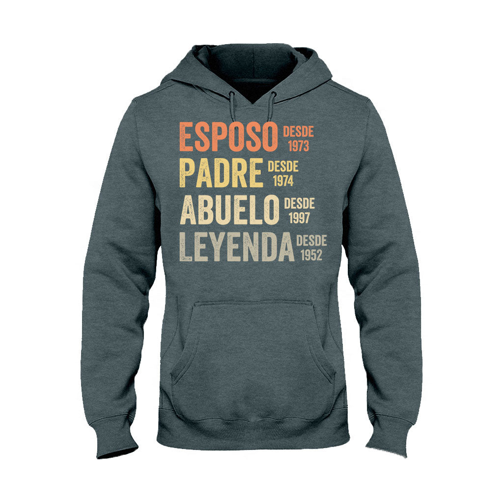 Esposo Padre Abuelo Leyenda - Personalisiertes Vater-T-Shirt und Kapuzenpullover