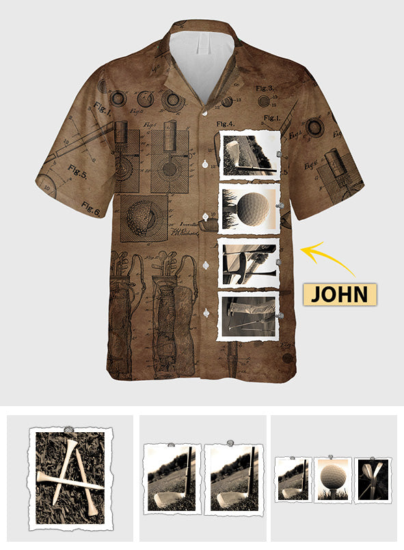 Vintage Golf mit individuellem Namen - Personalisiertes Golf-Hawaiihemd