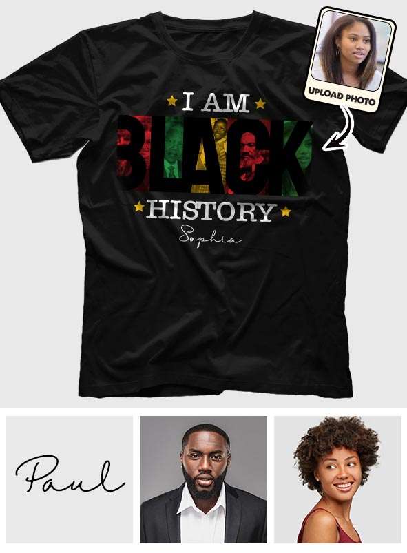 Ich bin schwarze Geschichte – Personalisiertes T-Shirt und Hoodie für Afroamerikaner