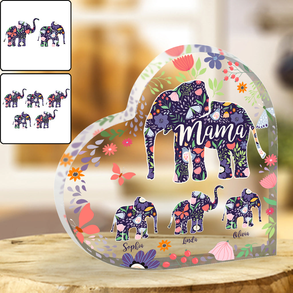 Elephant Mom - Personalized Mother Custom Shaped Acrylic Plaque