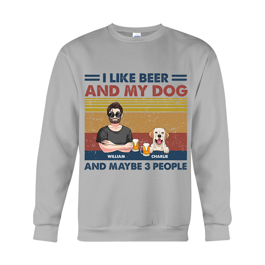 Ich mag Bier und meine Hunde – personalisiertes Hunde-T-Shirt und Hoodie