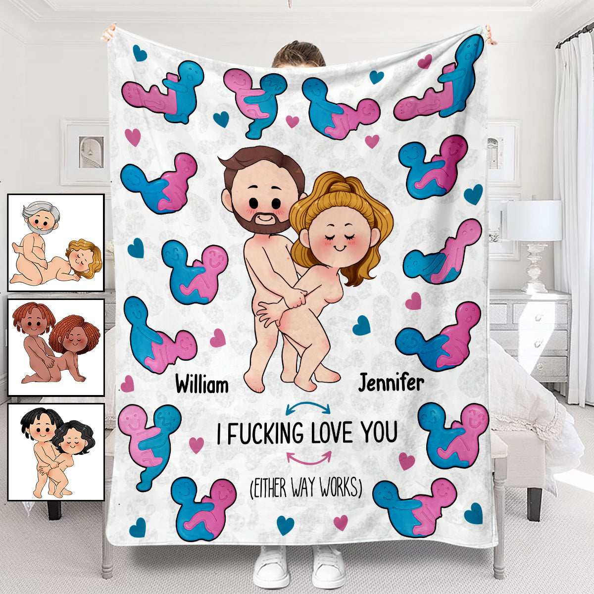 Lustige Pärchendecke „Ich liebe dich“ – Personalisierte Pärchendecke