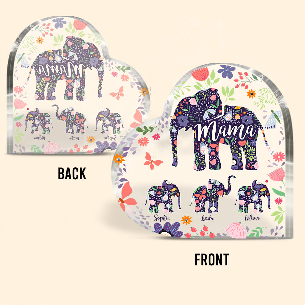 Elephant Mom - Personalized Mother Custom Shaped Acrylic Plaque