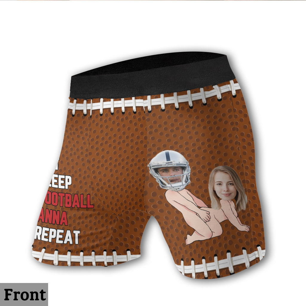 Essen, Schlafen, Fußball, und wieder von vorn – personalisierte Fußball-Boxershorts für Herren