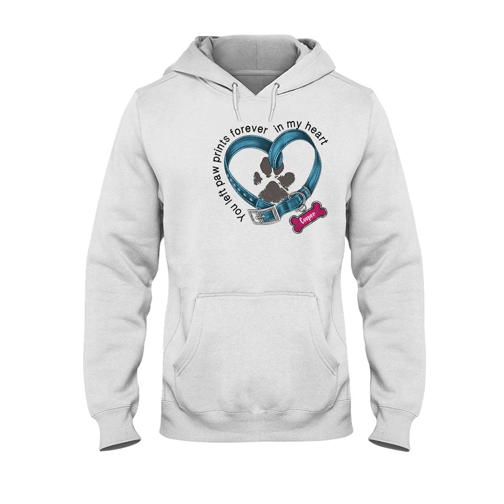 Du hast für immer Pfotenabdrücke in meinem Herzen hinterlassen – personalisiertes Hunde-T-Shirt und Hoodie