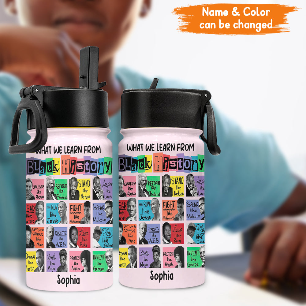 Was wir über die Geschichte der Schwarzen lernen – Personalisierte Wasserflasche für afroamerikanische Kinder