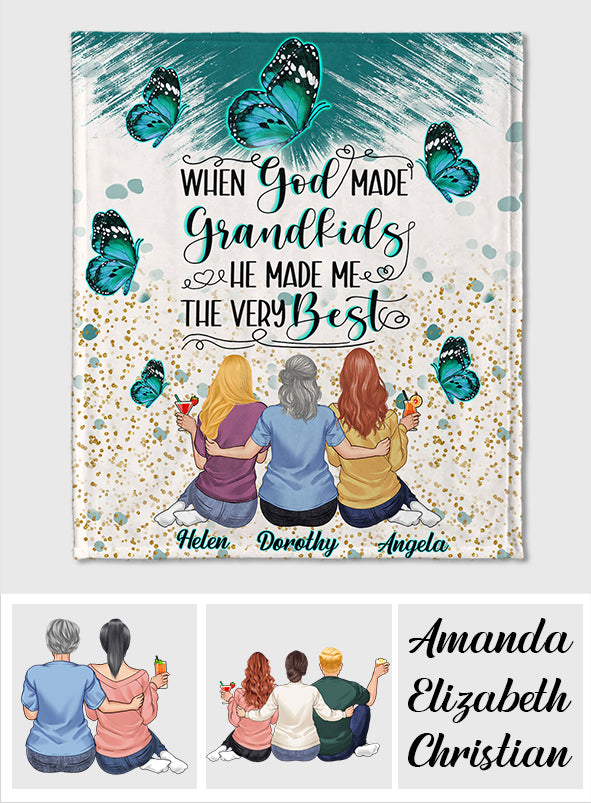 When God Made Grandkids He Gave Me The Best - Personalized Grandma Blanket