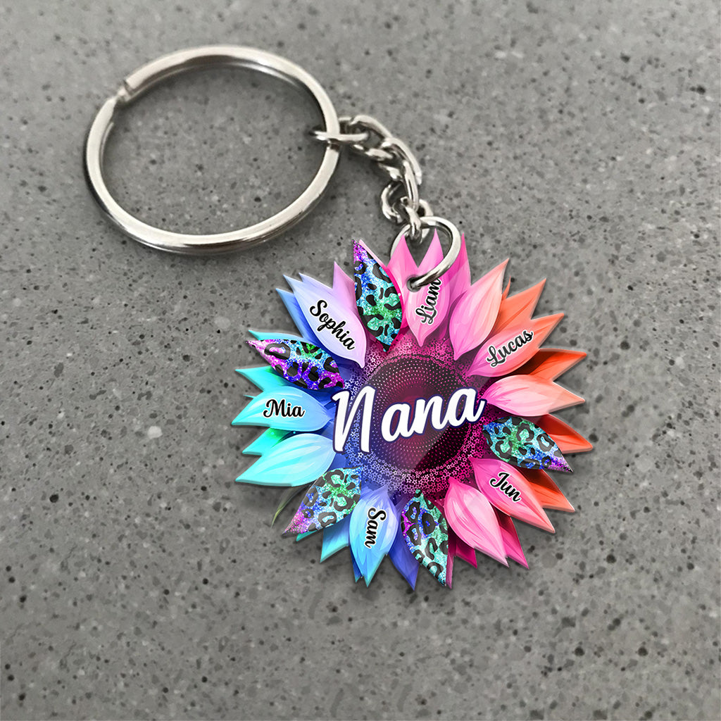 Oma-Sonnenblume – Personalisierter Oma-Schlüsselanhänger
