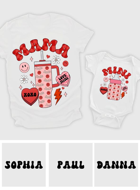 Mama und Mini – Personalisiertes Mutter-T-Shirt und Baby-Body
