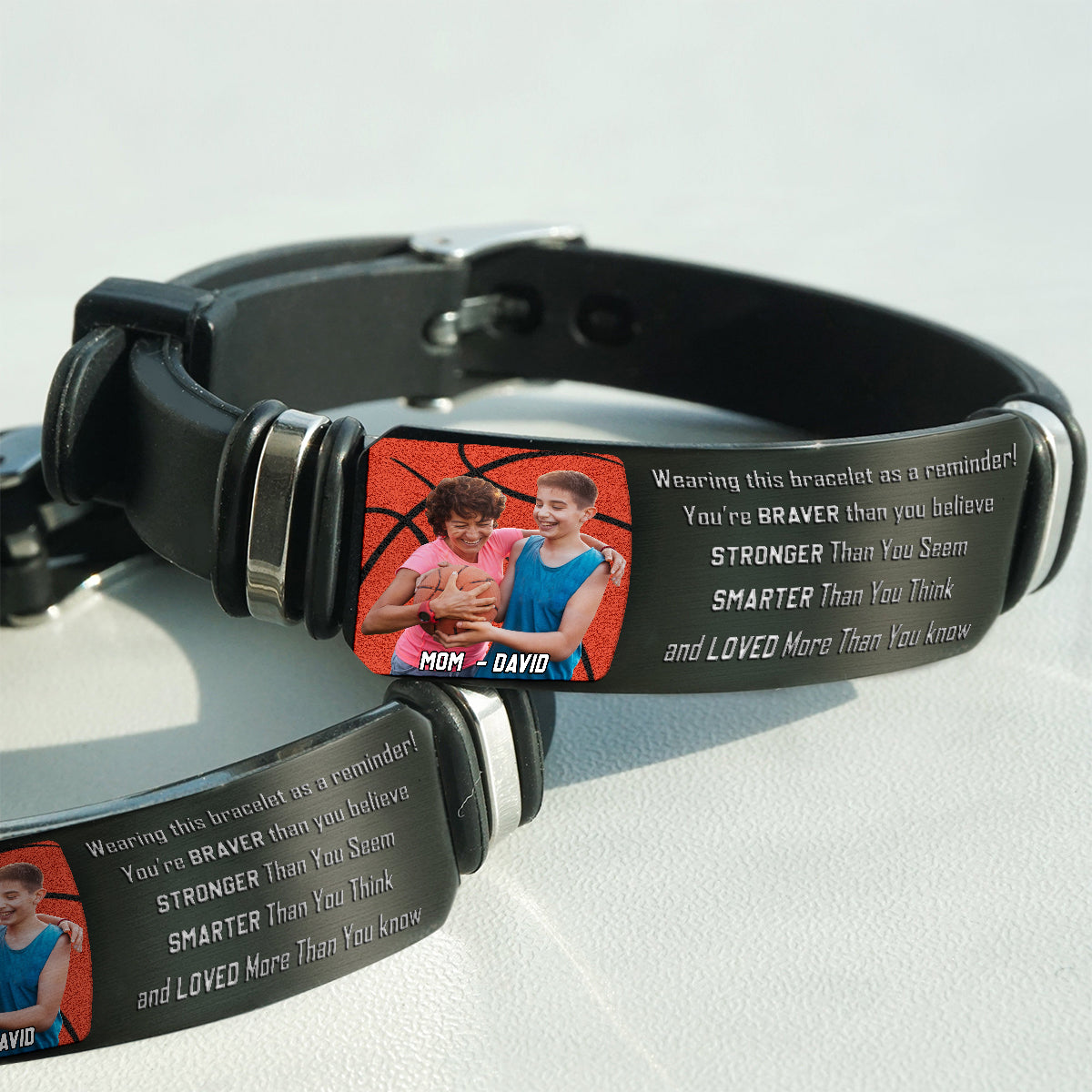 Du bist mutiger, als du glaubst – Personalisiertes Basketball-Armband mit Gravur