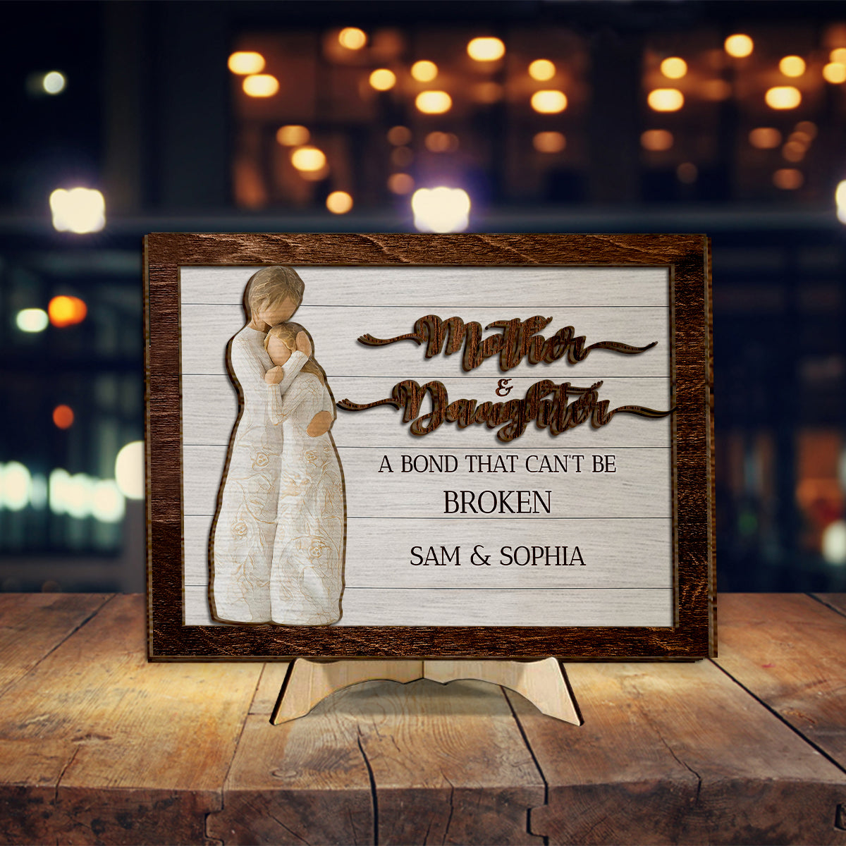 Eine unzerbrechliche Verbindung – Personalisiertes zweilagiges Holzschild „Mutter“ / Holzplakette