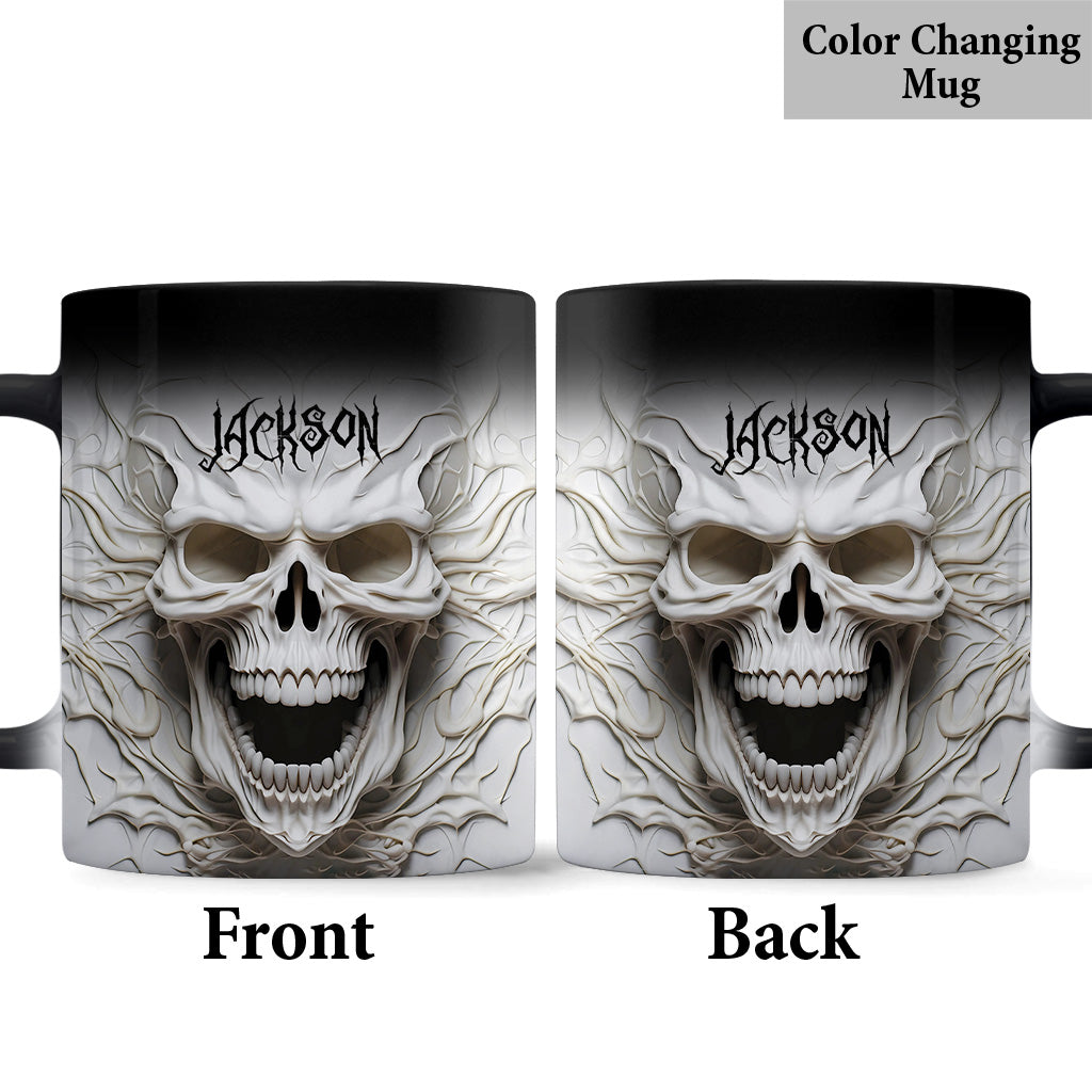 Wunderschönes weißes Skelett – personalisierte Totenkopf-Tasse