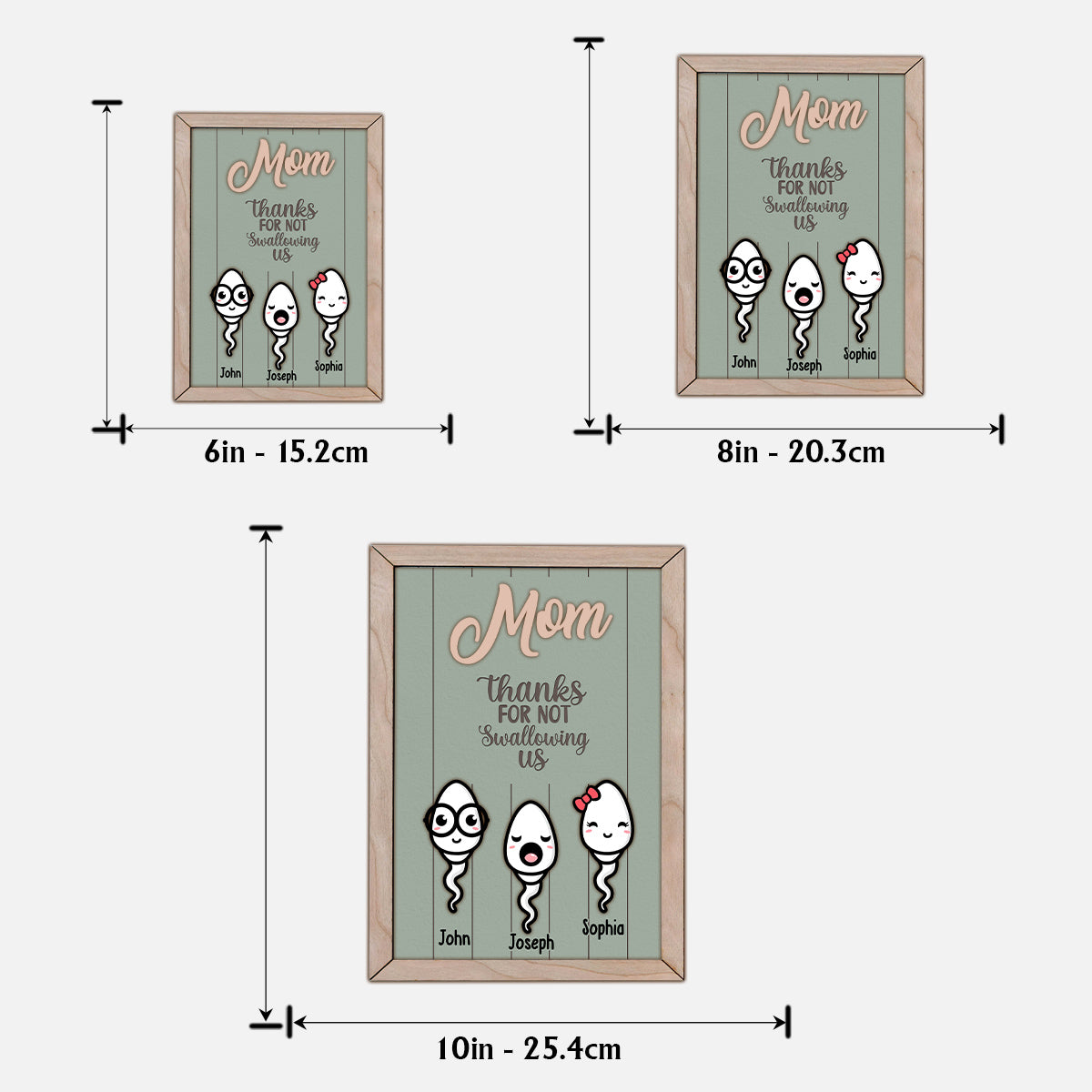 „Danke, dass du nicht geschluckt hast“ – Lustiges, personalisiertes zweilagiges Holzschild für Mütter / Holzplakette