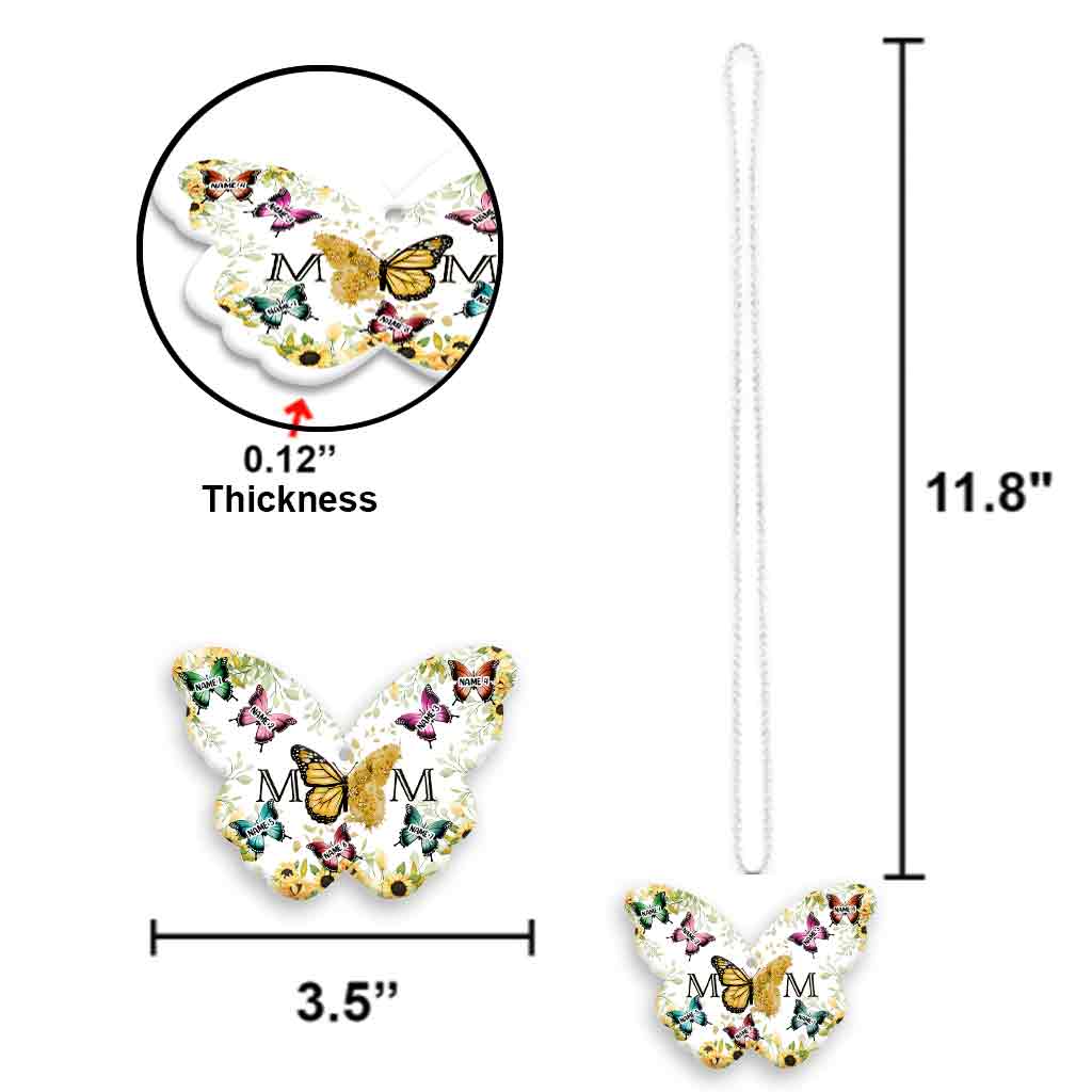 Mother And Children Butterflies - Personalized Mother Transparent Car Ornament