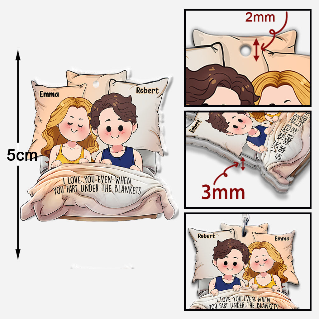 Ich liebe dich auch dann, wenn du unter der Decke furzt – Personalisierter Schlüsselanhänger für Paare