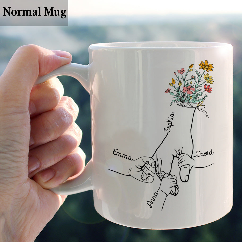 Mamas Hand halten – Personalisierte Muttertasse