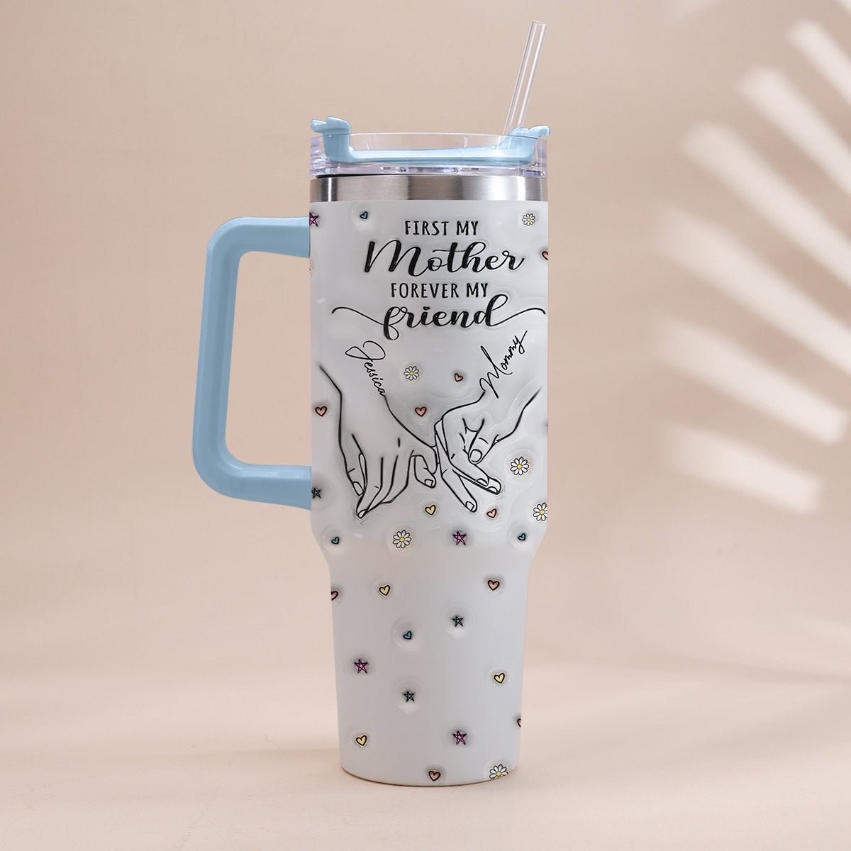 Erst meine Mama, für immer meine Freundin – personalisierter Mutter-Trinkbecher mit Henkel