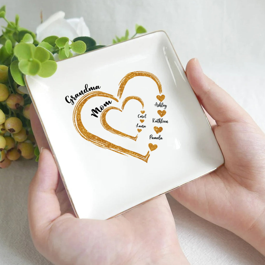 Mama Oma Goldene Herzen – Personalisierte Schmuckschale für Oma
