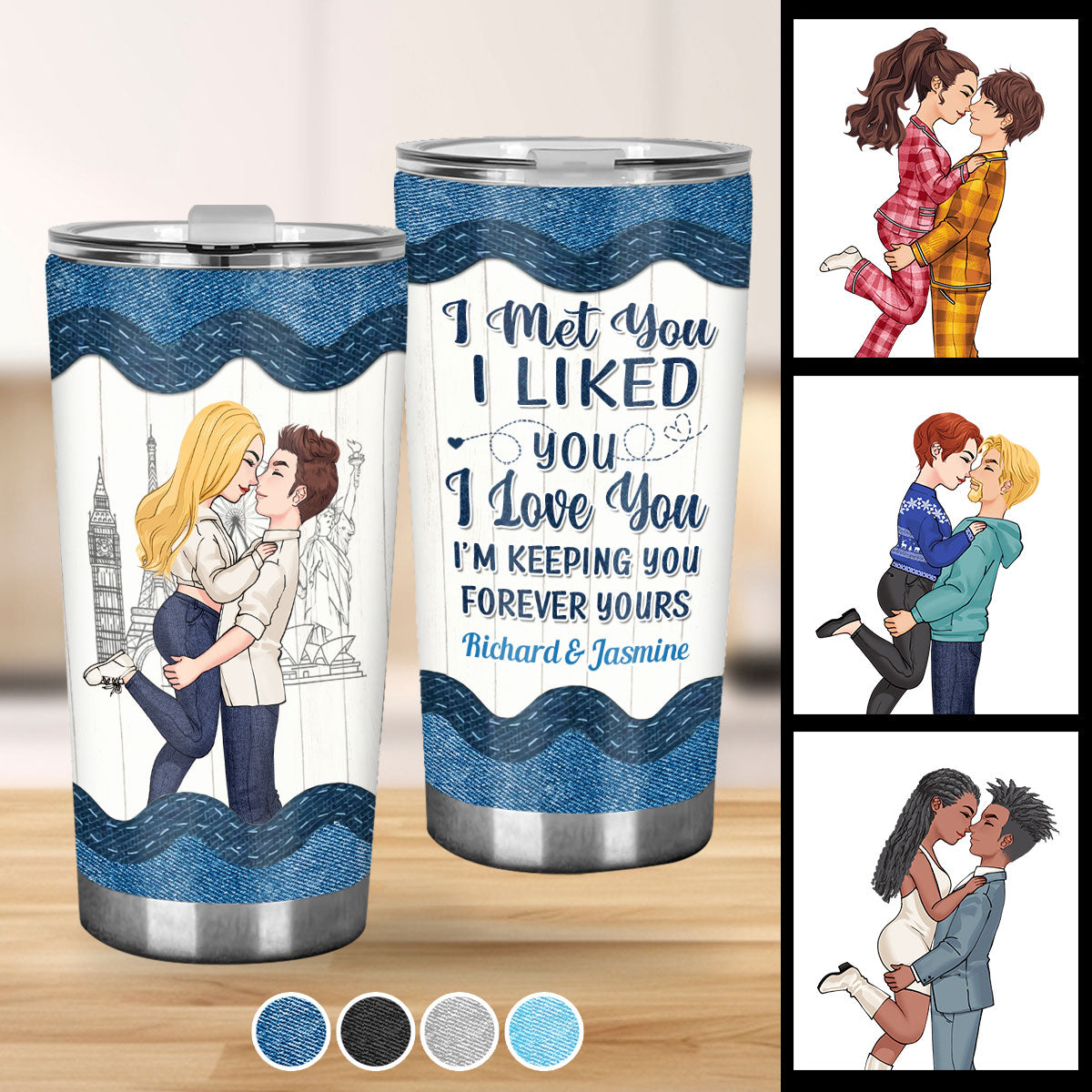 Ich habe dich kennengelernt, ich mochte dich, ich liebe dich – personalisierter Pärchenbecher