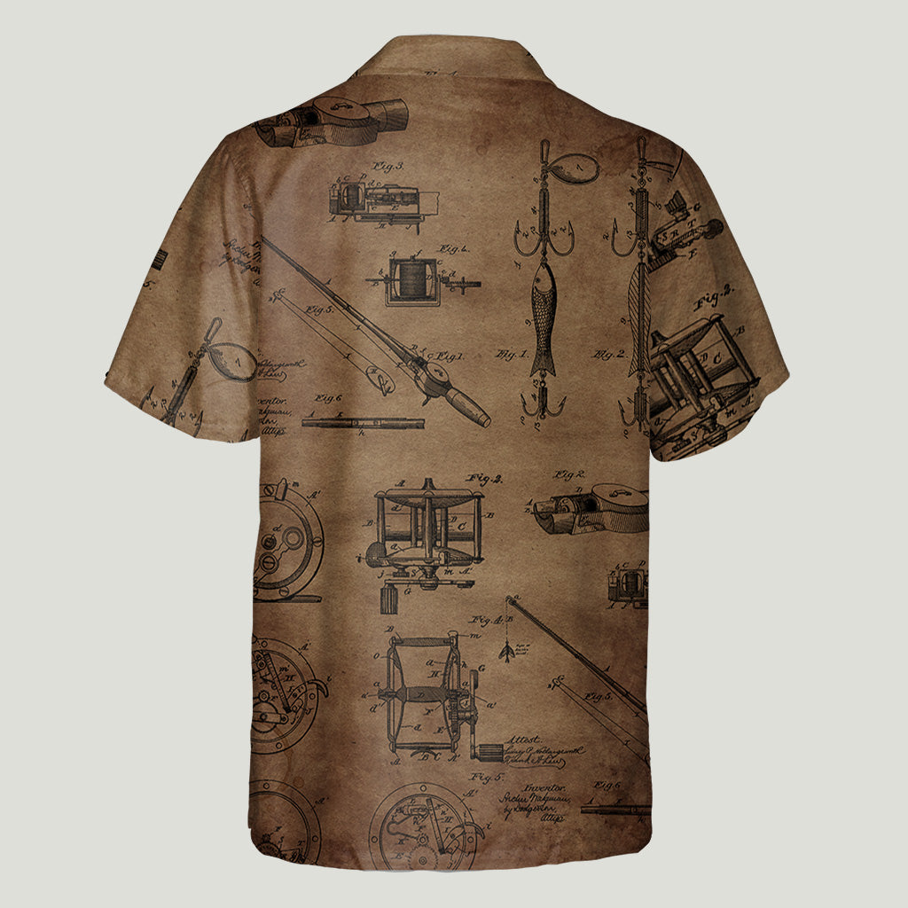 Vintage-Angelhemd mit individuellem Namen - Personalisiertes Hawaiihemd für Angler