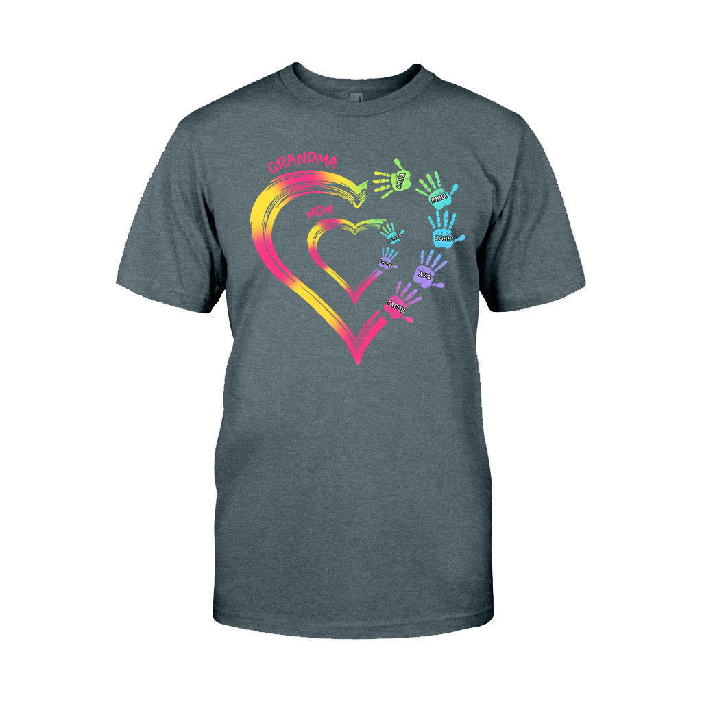 Beliebiger Titel für Mutter und Oma, Doppelherz, bunt - Personalisiertes Oma-T-Shirt und Hoodie