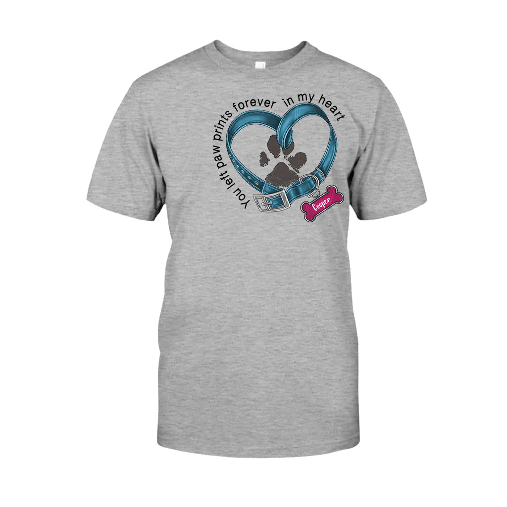 Du hast für immer Pfotenabdrücke in meinem Herzen hinterlassen – personalisiertes Hunde-T-Shirt und Hoodie