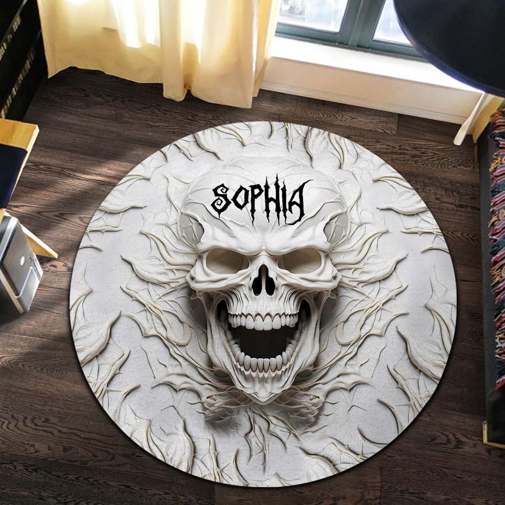 Beautiful White Skeleton - Personalized Skull Round Rug