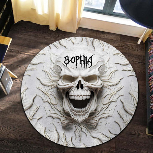 Beautiful White Skeleton - Personalized Skull Round Rug
