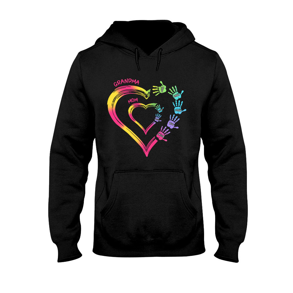 Beliebiger Titel für Mutter und Oma, Doppelherz, bunt - Personalisiertes Oma-T-Shirt und Hoodie