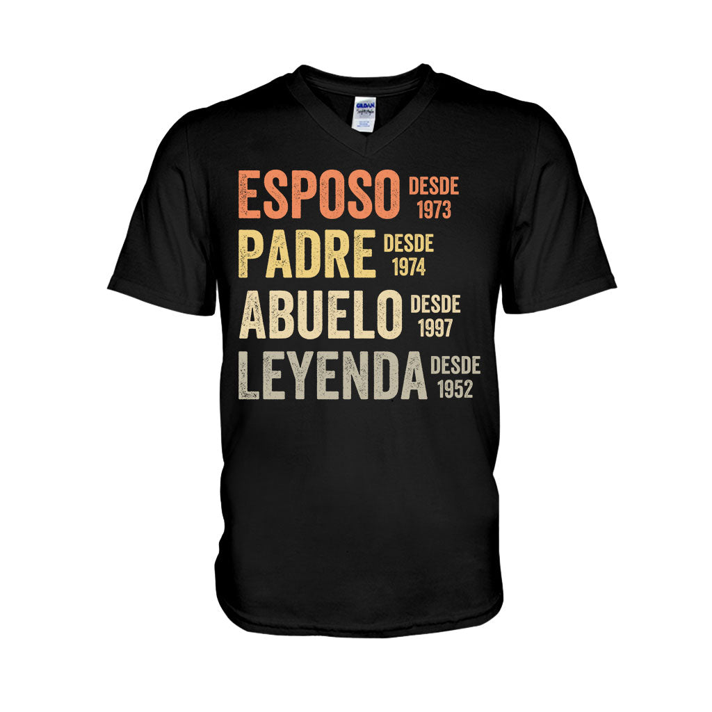Esposo Padre Abuelo Leyenda - Personalisiertes Vater-T-Shirt und Kapuzenpullover