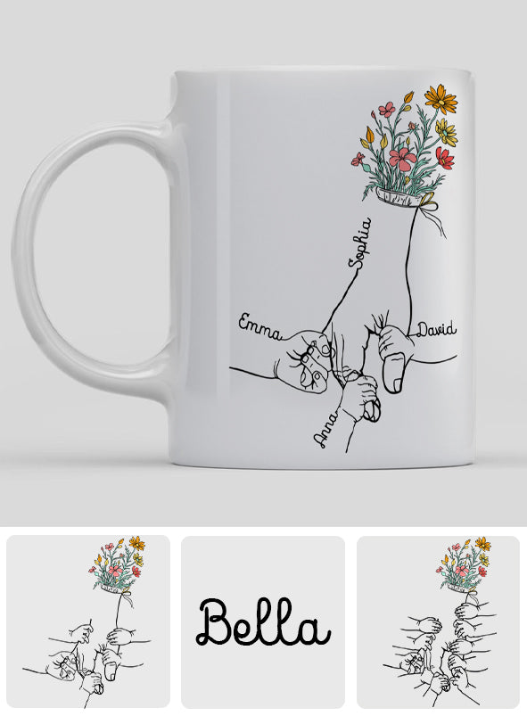 Mamas Hand halten – Personalisierte Muttertasse