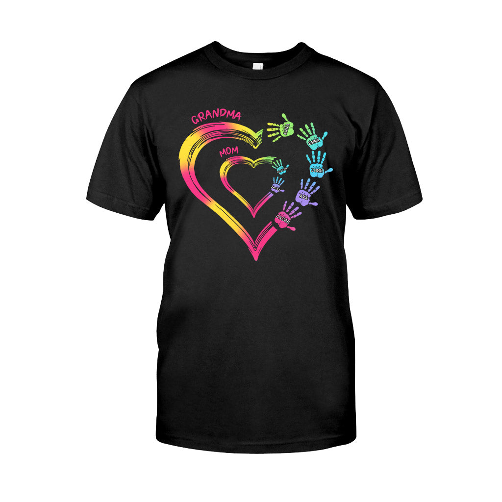 Beliebiger Titel für Mutter und Oma, Doppelherz, bunt - Personalisiertes Oma-T-Shirt und Hoodie