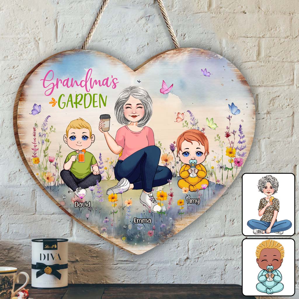 Omas Garten – Personalisiertes, individuell geformtes Holzschild „Oma“