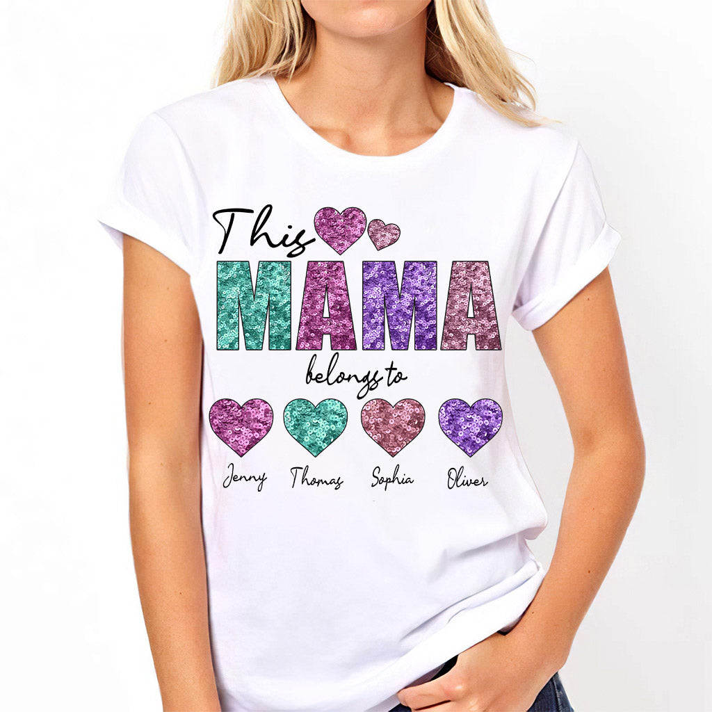 Dieses Mama-/Oma-Shirt gehört ins Herz – personalisiertes Mutter-T-Shirt und Hoodie