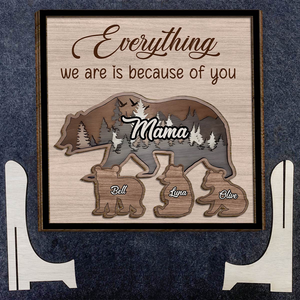 Mama Bear - Personalized Mother 2 Layered Wood Sign / Wood Plaque