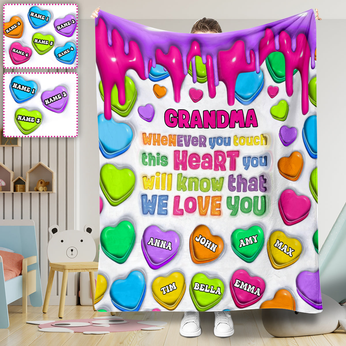 Berühre dieses Herz, ich liebe dich, Oma Nana Gigi - Personalisierte Oma-Decke