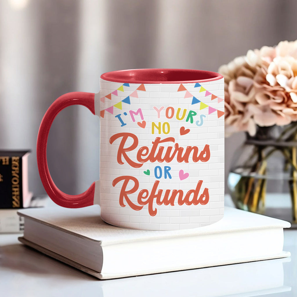 Ich gehöre dir – Keine Rückgabe oder Rückerstattung – Personalisierte Tasse für Paare
