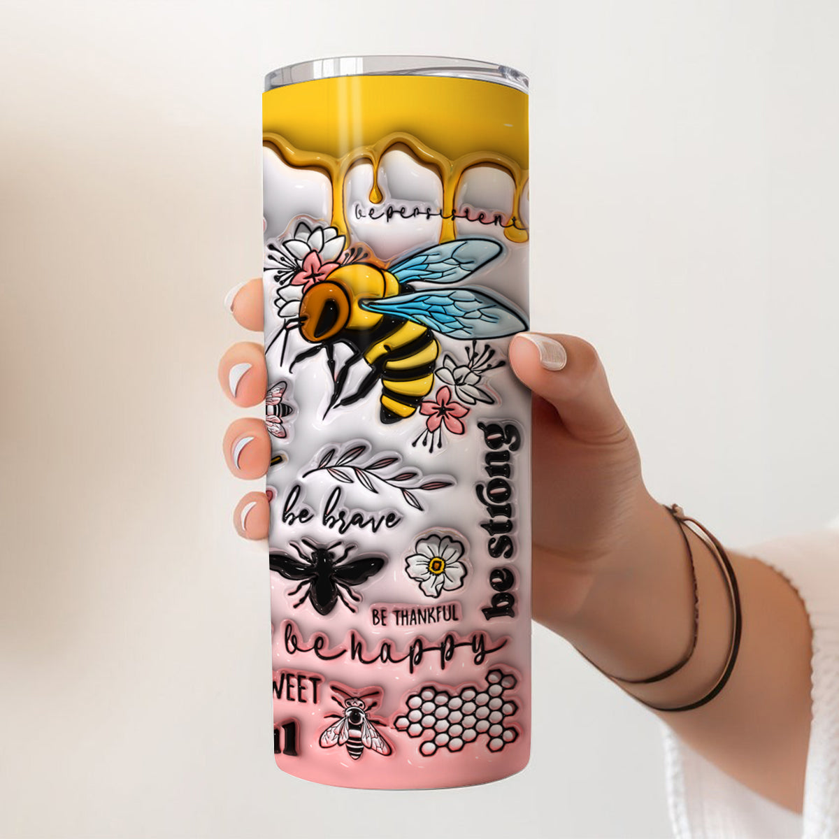 Positive Affirmation Bee – Personalisierter schlanker Becher
