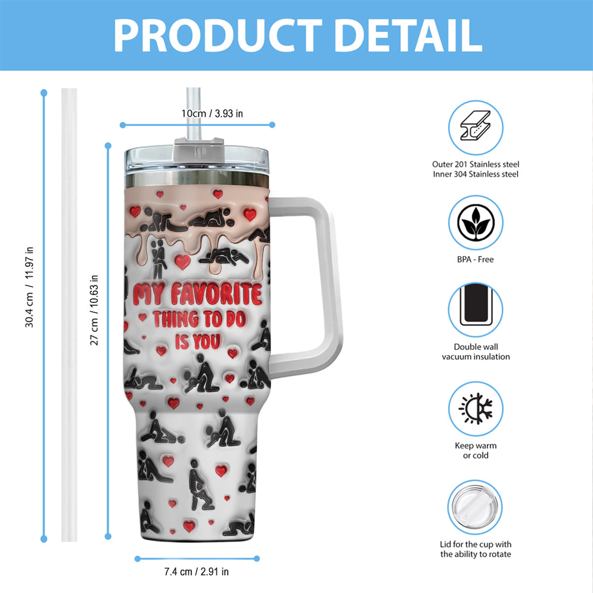 „Meine Lieblingsbeschäftigung ist mit dir“ – personalisierter Paar-Trinkbecher mit Henkel