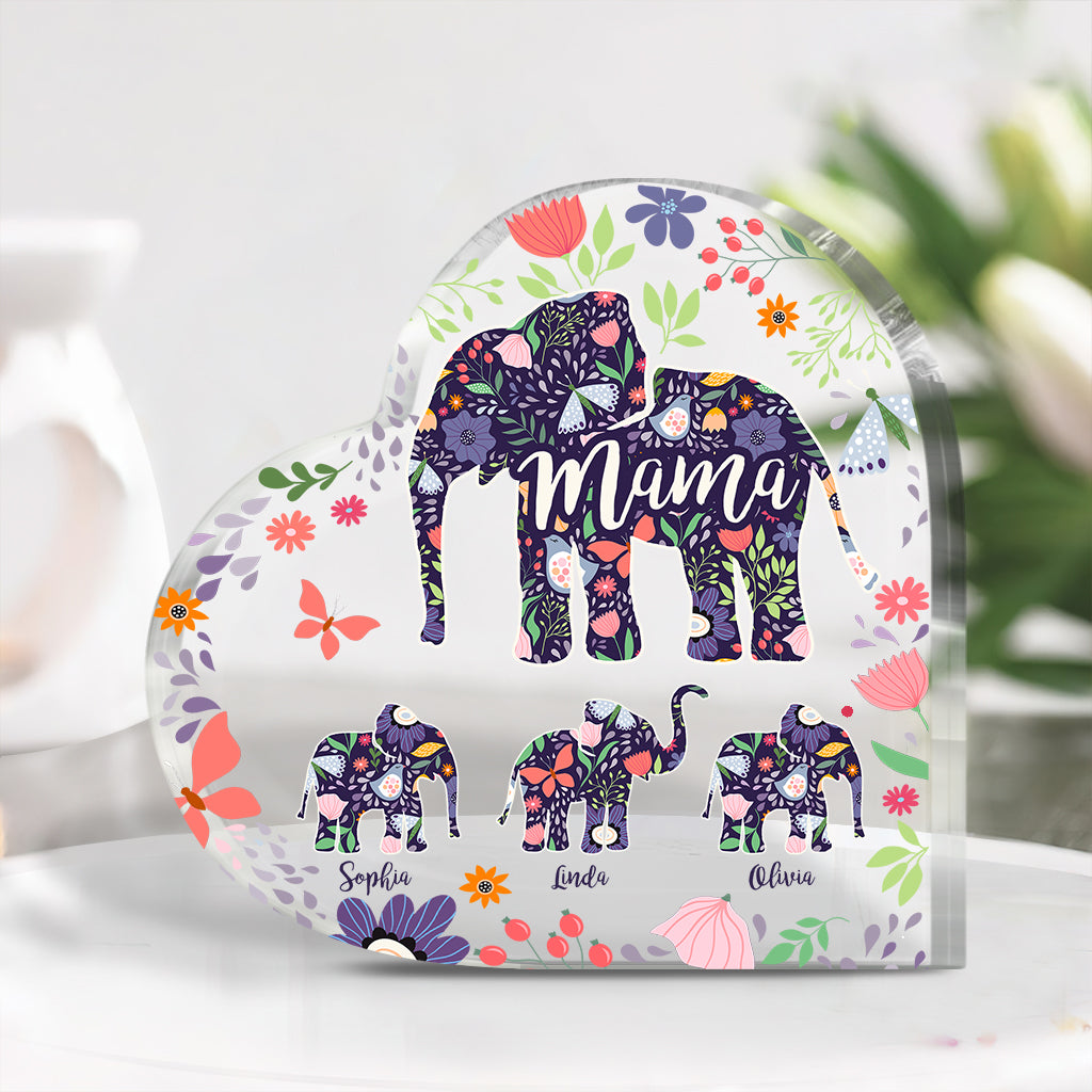 Elephant Mom - Personalized Mother Custom Shaped Acrylic Plaque