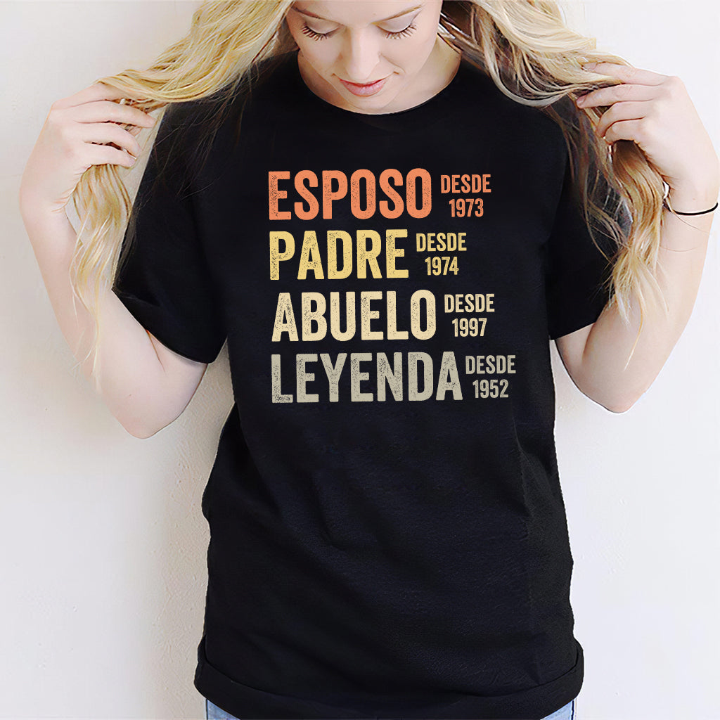 Esposo Padre Abuelo Leyenda - Personalisiertes Vater-T-Shirt und Kapuzenpullover