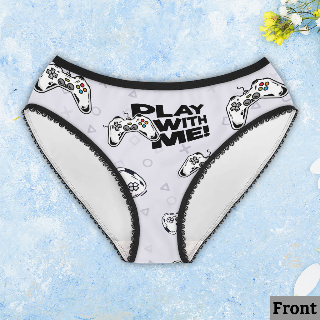 Spiel mit mir – Personalisierte Damen-Slips und Herren-Boxershorts mit Videospiel-Spitzenbordüre