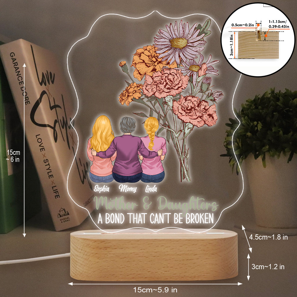 Geburtsblumen für Mutter und Kinder – Personalisierte, mutterförmige Plakettenleuchte