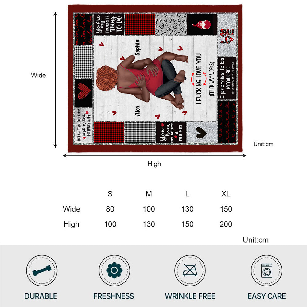 I Love You - Personalized African American Blanket