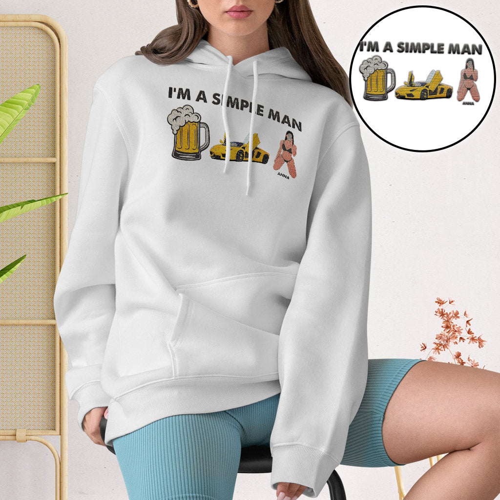 Ich bin ein einfacher Mann – Personalisierter, bestickter Hoodie für Paare