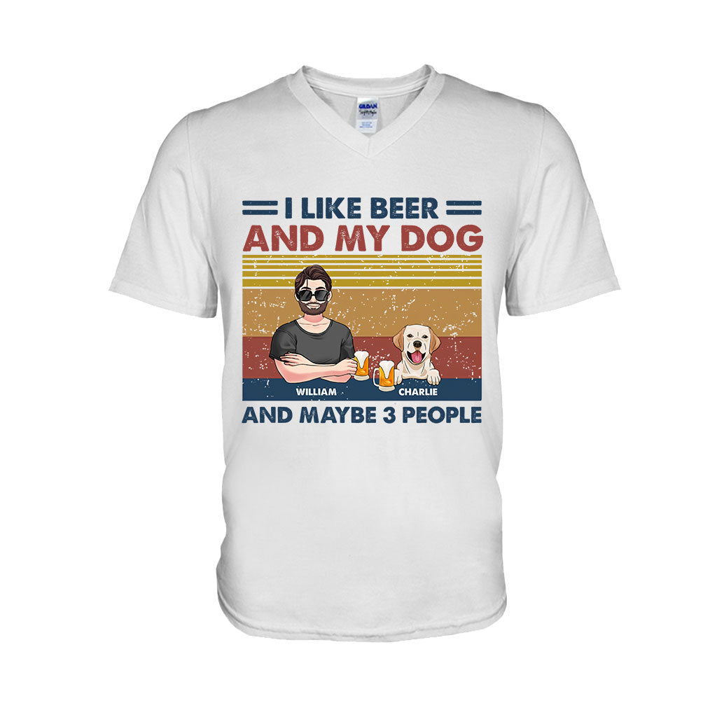 Ich mag Bier und meine Hunde – personalisiertes Hunde-T-Shirt und Hoodie