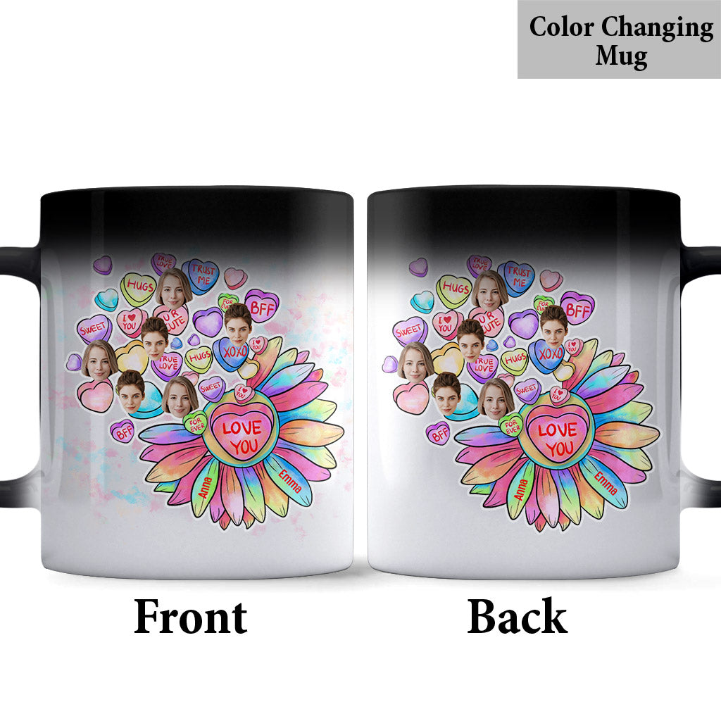 Herz-Bonbon-Blumen-BFF-mit-Gesicht-personalisierter Bestie-Becher
