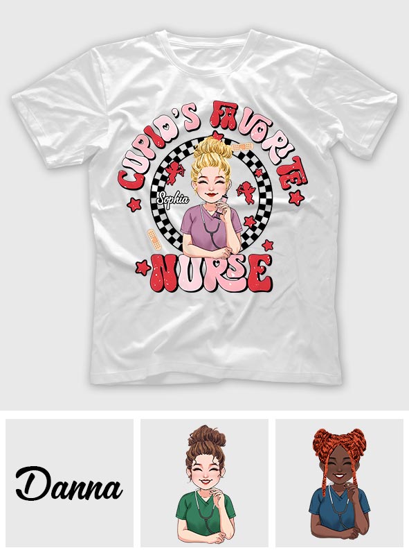 Cupid Lieblingskrankenschwester – Personalisiertes T-Shirt und Hoodie für Krankenschwestern